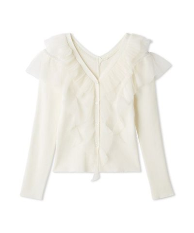 プリーツチュールフリルニット