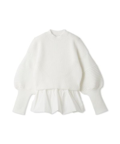 ペプラム裾ニットドッキングトップス