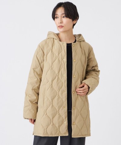 【ウォッシャブル】キルティングフーデッドダウンコート