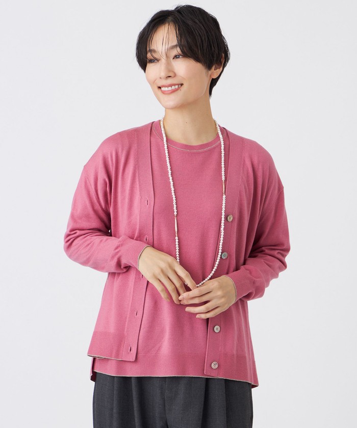 ウォッシャブル】ハイゲージラインニットカーディガン(508640303