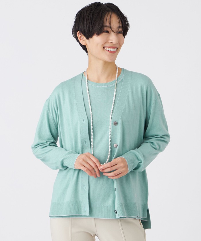 ウォッシャブル】ハイゲージラインニットカーディガン(508640303