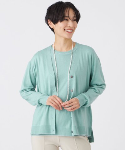 【ウォッシャブル】ハイゲージラインニットカーディガン