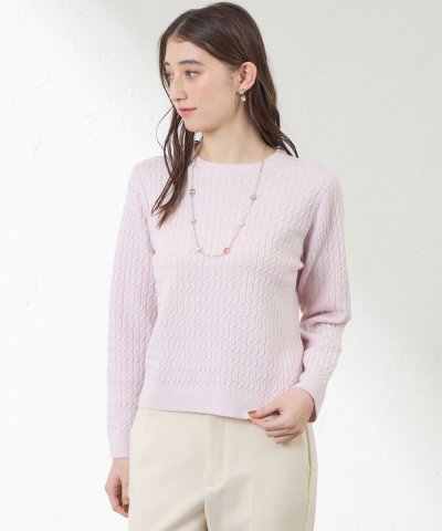 ラメケーブルニット