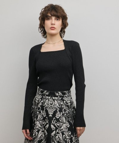 スクエアリブニットトップ