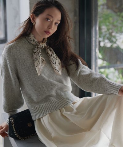 【GISELe掲載】ウールカシミヤ パフスリーブ ニット