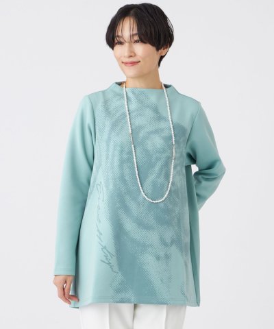 【ウォッシャブル】シャドープリントダンボールニットチュニックプルオーバー