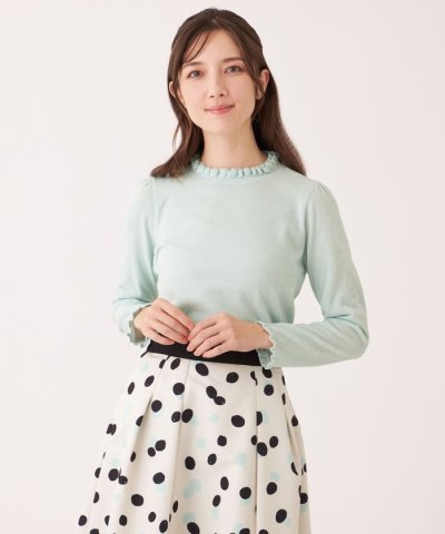 レーヨンモール フリルハイネックニット