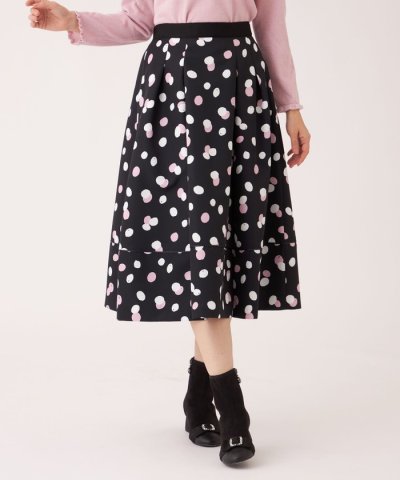 【L】ランダムドット グログランタックスカート