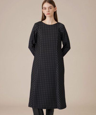 プリントチェックワンピース