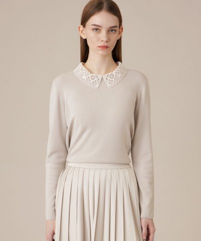 レースカラーコンビニットプルオーバー