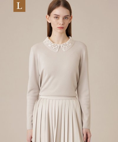 【L】レースカラーコンビニットプルオーバー