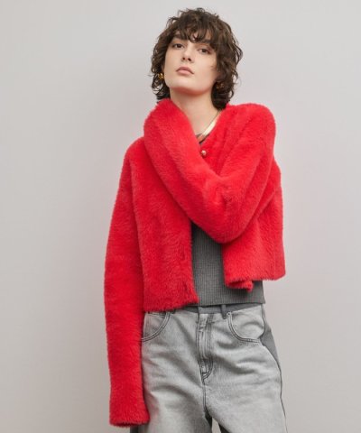 フェザーショートニットカーディガン