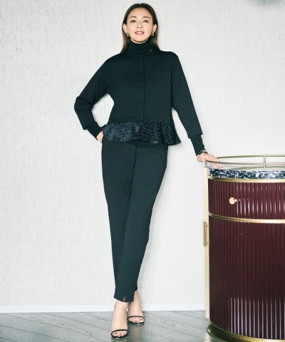 【17号サイズまで展開・SHIHOさん着用】ジョーゼットニット パンツ