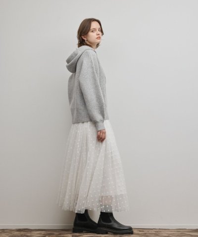 フロッキードットプリーツスカート