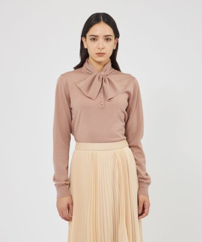 ウォッシャブルウール リボンタイニット