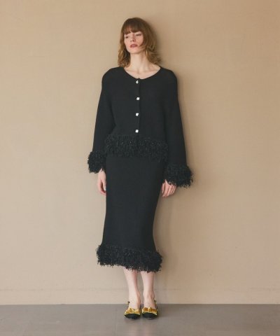 ラメフェザーフリンジカーディガン