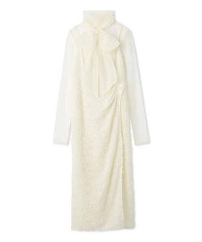 チュールトップス＆ジャガードワンピース