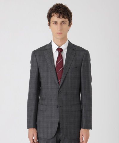 チャコールグレーマルチカラーチェックスーツ