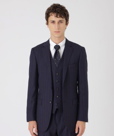 ネイビーオルタネートストライプスリーピーススーツ