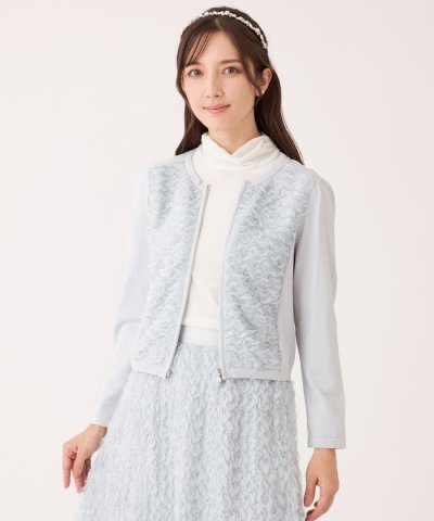 フェザー刺しゅう コンビカーディガン