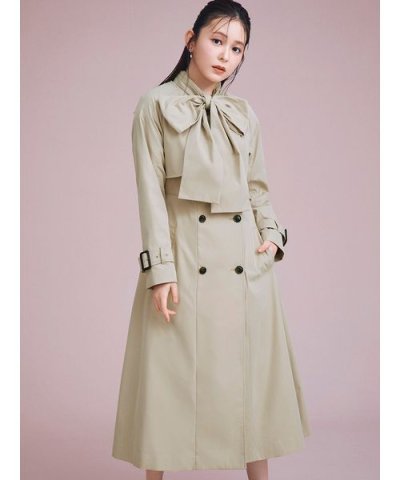 【撥水】リボン付きトレンチコート
