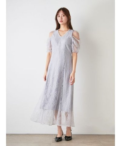 ラメブレードＶネックレースドレス