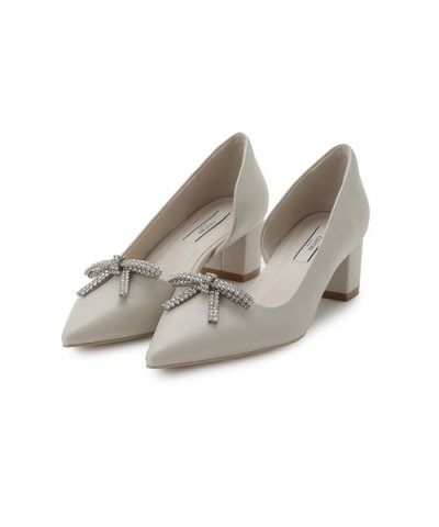 ビジューリボン付きパンプス