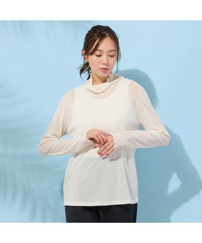 ピサーノ PISANO 【手洗いOK】チュールフロッキー・ボトルネックカットソー