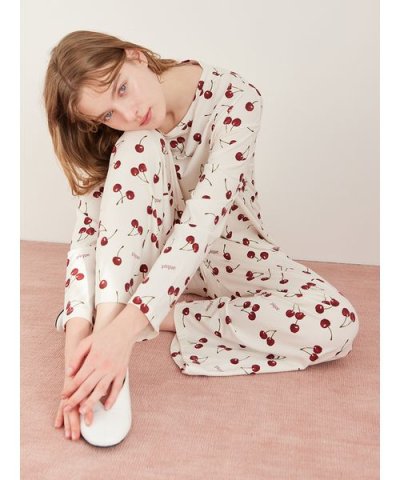 チェリー柄ロングパンツ