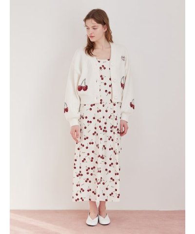 【ONLINE限定カラーあり】ベビモコチェリージャガードカーディガン