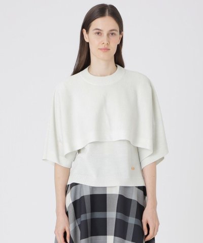 ウールアクリルブレンドラメケープ付きニット