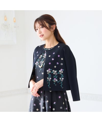 ローズティアラ RoseTiara 吹上刺繍クロップド丈ニットカーディガン