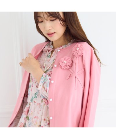 ローズティアラ RoseTiara 立体フラワーモチーフニットカーディガン