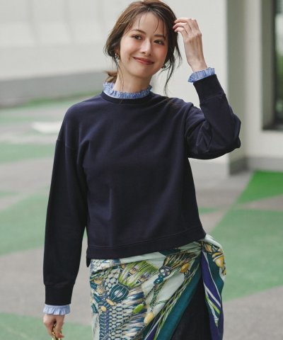 【WEB＆一部店舗限定】クリアコットンテリー ストライプフリル スウェット