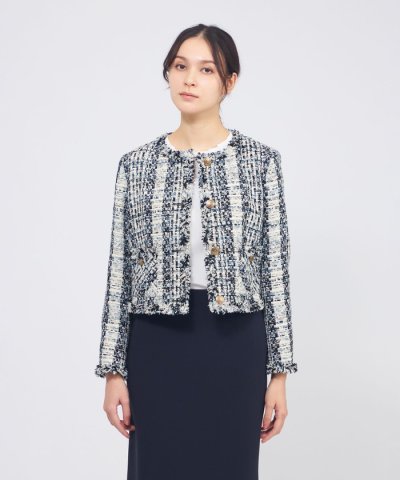 ミックスファンシーツィード ノーカラージャケット