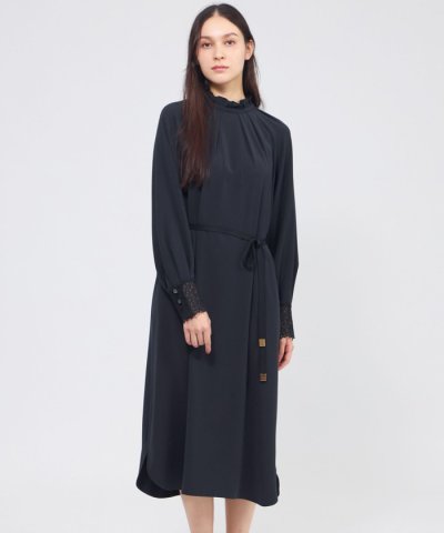 パウダリーダブルクロス レースコンビワンピース