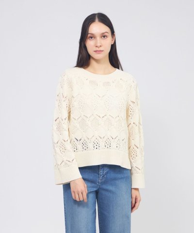 ケーブルニット ベルスリーブプルオーバー