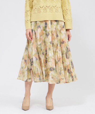 グラフィカルフラワー プリーツスカート