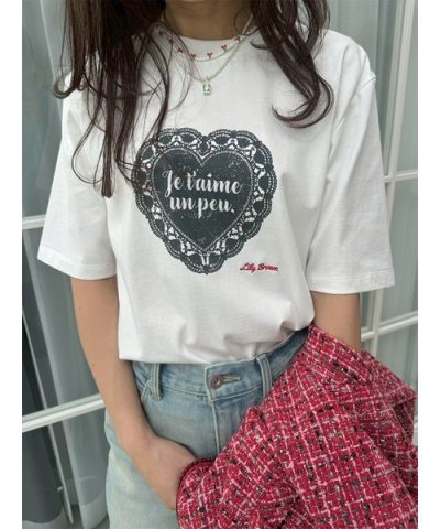 ハートモチーフプリントTシャツ