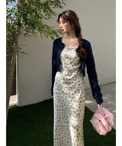 カーデセットプリントキャミワンピース