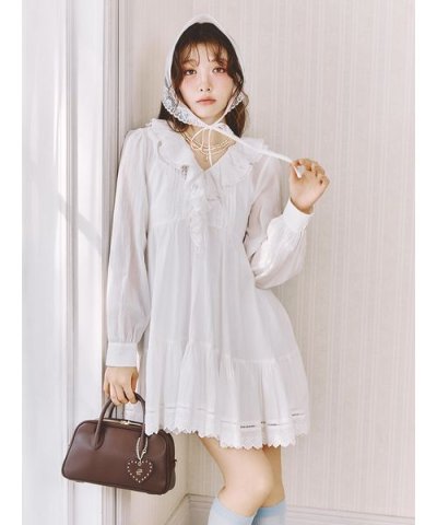 コットンレースミニワンピース