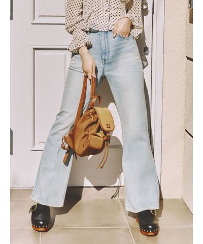 【WEB限定00サイズ】ストレッチセミフレアデニムパンツ