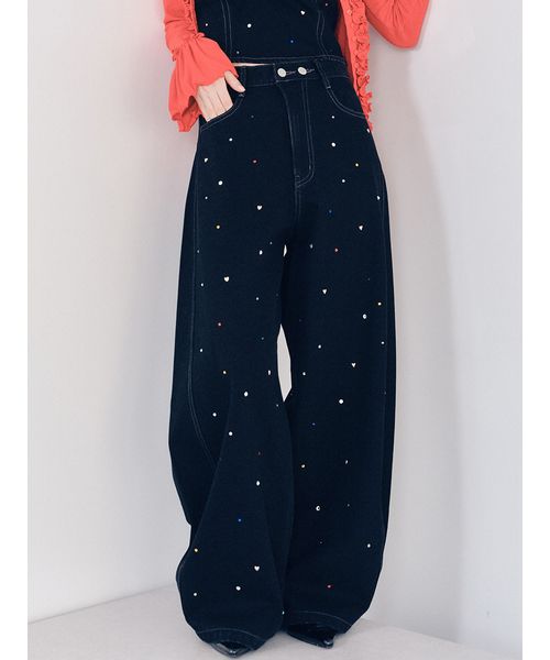[L.B CANDY STOCK]バリエーションビジューデニムパンツ WEB限定00サイズ】[L.B CANDY STOCK]バリエーションビジュー(508684462
