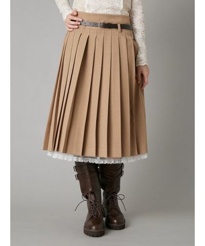 ベルト付きレースプリーツスカート