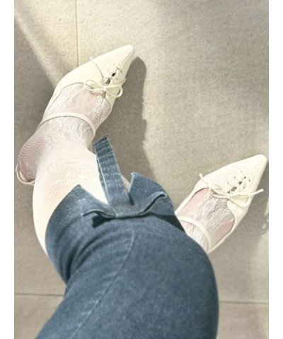 レースアップスリングバッグパンプス