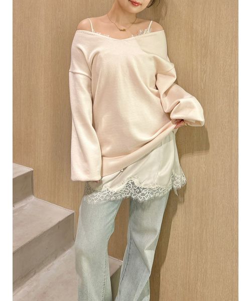 WEB限定カラー】カシミヤブレンドニットセットサテンミニワンピース