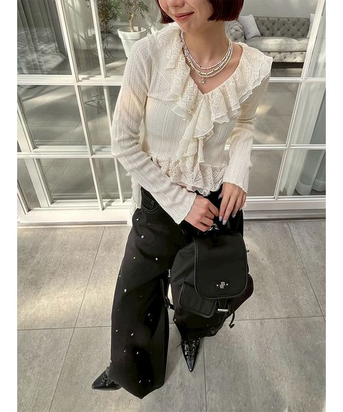 限定カラー】ボリュームフリルニットトップス(508684597)|阪急百貨店 限定カラー】ボリュームフリルニットトップス(508684597)|阪急百貨店