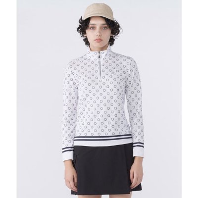 ランバン スポール LANVIN SPORT 総柄プリントハーフジップ長袖シャツ