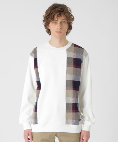 チェックニットドッキングスウェットシャツ