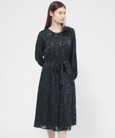 【ウォッシャブル】シフォンカットジャカード　ワンピース